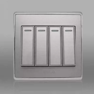 All-metal stainless steel brushed wall switch socket panel four-open double-cut switch Four-position switch