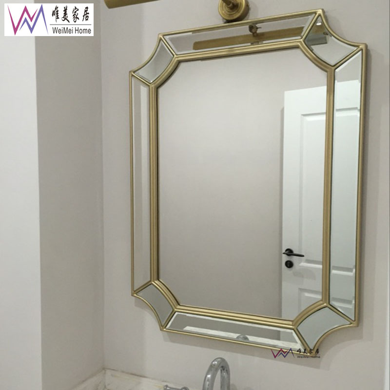 Gương phòng tắm vanity gương phòng tắm gương gương trang trí gương trang điểm gương đơn giản hiện đại gương vàng vuông - Gương gương nhà vệ sinh đẹp