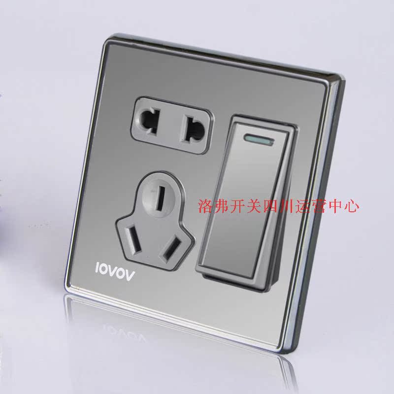 Lovov X5 black crystal glass panel one open five-hole lovov switch socket guarantee factory direct supply