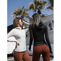 ARIA LEISURE X-Lana autumn winter hooded long sleeve sports top womens tight fitness yoga suit coat