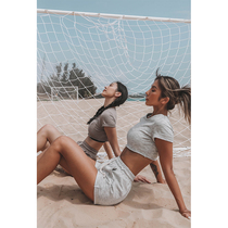 ARIALEISURE Sports T-shirt Women Round Neck Short Sleeve Top Fitness Loose Yoga Clothing