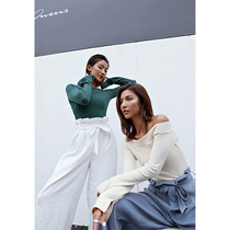 ARIA LEISURE Spring and Autumn new long sleeve knitted strapless sports T-shirt women stretch tight yoga top