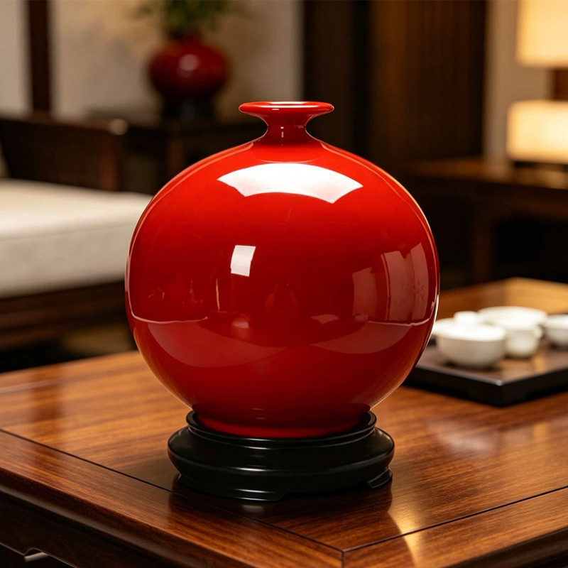 Dehua Porcelain Red Ceramic Vase Ornaments Living Room Decoration Crafts Tv Cabinet Entrance Hall Office Housewarming Gifts Dehua Porcelain Red Ceramic Vase Ornaments Living Room Decoration Crafts Tv Cabinet Entrance Hall Office Housewarming Gifts