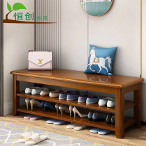 Solid wood shoe rack household doorway shoe cabinet stool integrated starter mesh red multilayer multifunctional shoe changing stool manufacturer straight up