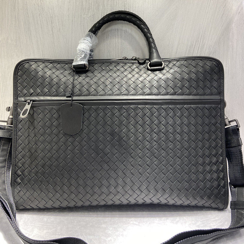 Woven Single Shoulder Slanted Satchel Business Men's Handbag Cow Leather Leisure Briefcase Genuine Leather Large Capacity Bag Computer Bag