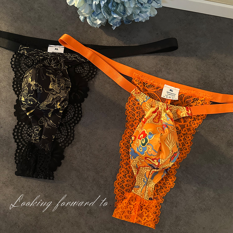 Sexy Lace Men's National Style Personalized Underwear Thong Soft Comfortable Breathable Men's Underwear T-Pants Triangle Underwear Sexy Lace Men's National Style Personalized Underwear Thong Soft Comfortable Breathable Men's Underwear T-Pants Triangle Underwear