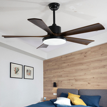 Walnut color simple ceiling fan lamp dining room living room bedroom silent remote control home LED solid wood fan lamp with light