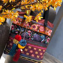 (Hangzhou Hireu Clothing) Cloth Art Embroidery Full Embroidered Flower Bird Single Shoulder Ethnic Wind Girl Bag Retro Cloth Art Bag