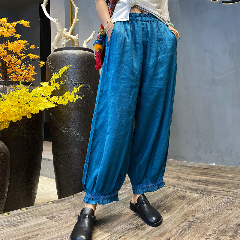 (Hangzhou Xiliu Clothing) Hemp cigarette pants nine-point pants summer 2021 retro literary casual pants