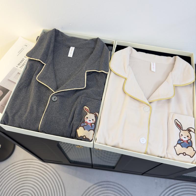 Little Rabbit De Rong Couple Pajamas Autumn and Winter Thick Warm Long-Sleeved 2024 New Men's and Women's Home Wear Set