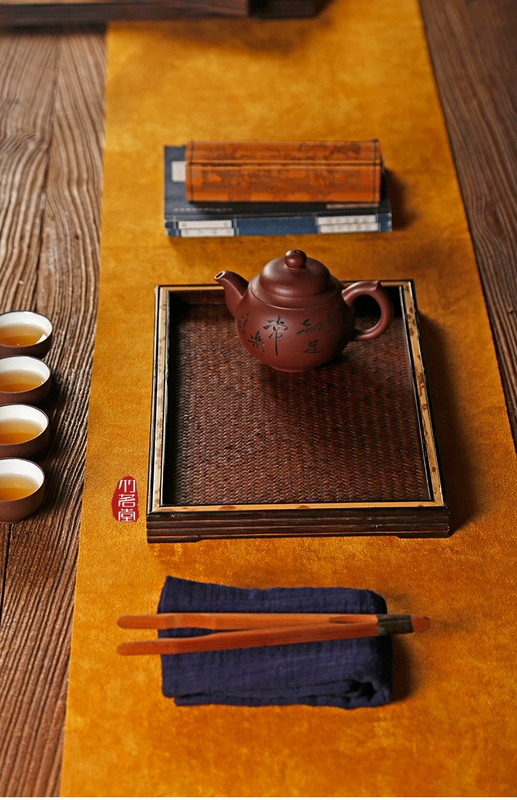 Vintage mat khô bọt bàn trà khay khay trà tre khay trà mat hộ gia đình Nhật Bản nồi nồi Zen set - Trà sứ