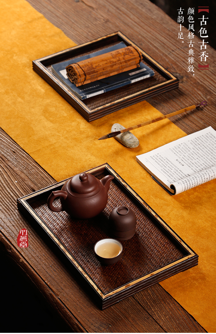 Vintage mat khô bọt bàn trà khay khay trà tre khay trà mat hộ gia đình Nhật Bản nồi nồi Zen set - Trà sứ bộ ấm trà đạo
