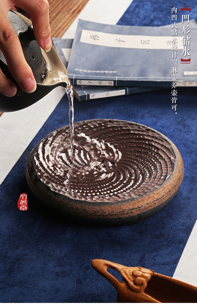 Đồ gốm cổ điển Bình trà khô nồi giữ ấm Zisha ấm trà hỗ trợ nồi mat Nhật Bản phong cách lưu trữ nước khay trà Kung Fu bộ bộ ấm pha trà hoa cúc