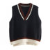 Xã hội Miki / cổng retro gió cổ chữ V phù hợp với áo len không tay không tay cardigan nữ Áo len cổ chữ V