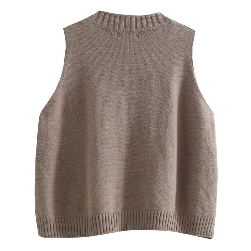 Miki socola / retro port gió áo len cổ chữ V áo len áo thun vest nữ áo len nữ mùa thu mới 2018 cardigan len