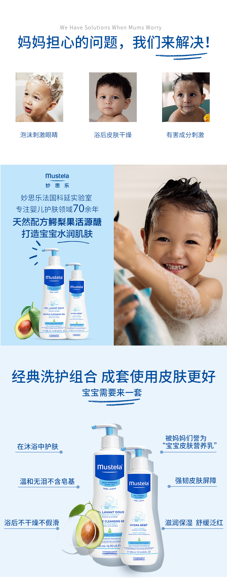 法国 mustela 妙思乐 婴幼儿童无泪洗沐二合一 500ml 图2