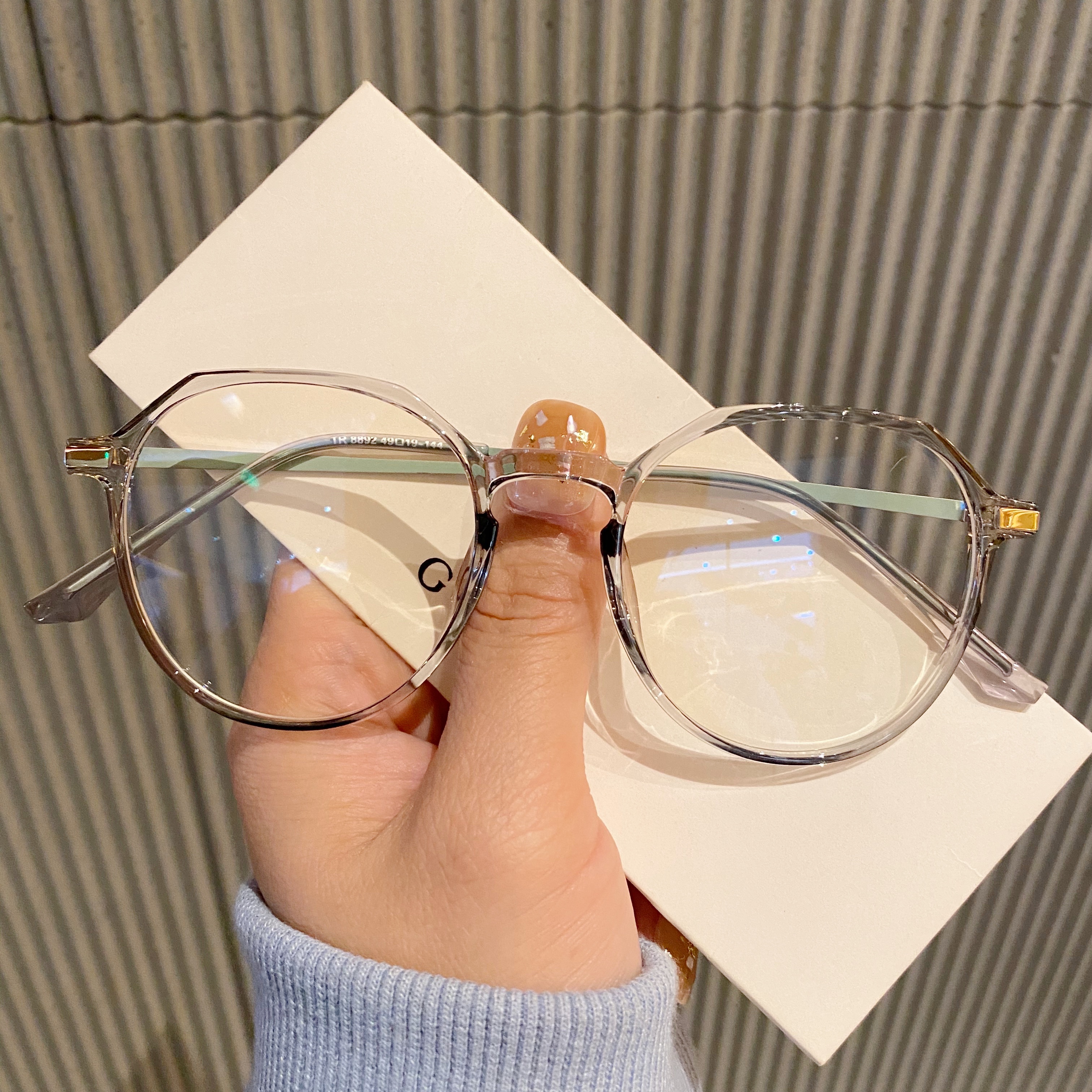 Polygon Mesh Red Transparent Grey Flat Light Glasses Frame Vegan anti-Blu-ray Eye frames Women with lenses Nearsightedness Men