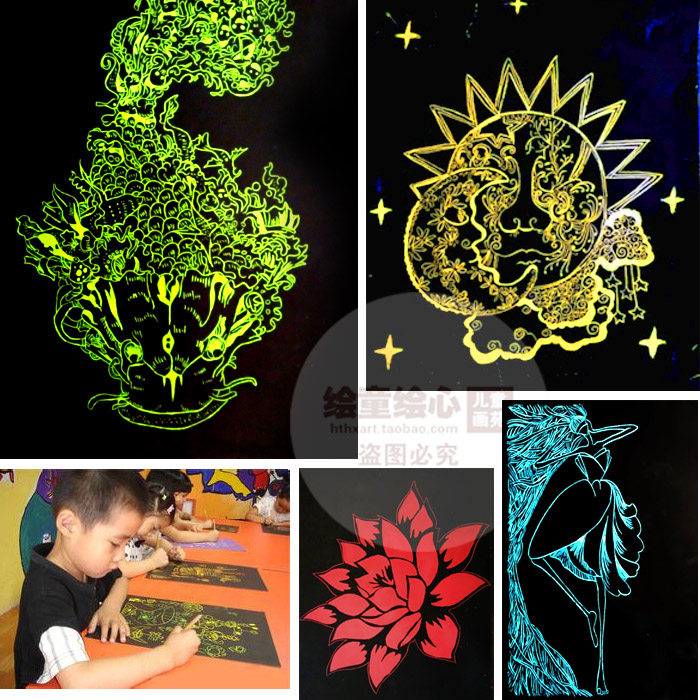 单色纯色刮蜡纸刮画纸推荐｜儿童创意绘画神器，红黄蓝绿白8K/A4/4K开无味安全-沙画-淘宝好物网