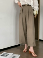 Ksoeur ksoeur [Самостоятельные брюки Lanllo] бамбуковые льняные хлопковые хлопковые хлопковые хлопковые высокие свободные брюки.
