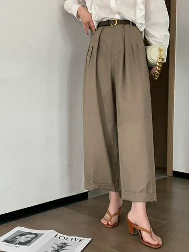Ksoeur ksoeur [Самостоятельные брюки Lanllo] бамбуковые льняные хлопковые хлопковые хлопковые хлопковые высокие свободные брюки.