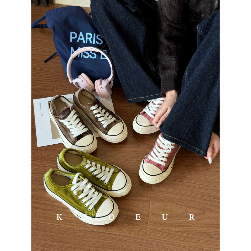 K Sister Ksoeur Rainbow Candy Slip-On Canvas Shoes Multi-Color Thick-Soled Height-Increasing Breathable Women's Shoes K Sister Ksoeur Rainbow Candy Slip-On Canvas Shoes Multi-Color Thick-Soled Height-Increasing Breathable Women's Shoes
