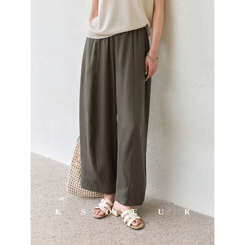 Chen Jie Kiki【Free Pants】 Copper Ammonia Cream-Like Double Sand-Washed Silk-Like Relaxed Three-Dimensional Balloon Casual Pants for Women
