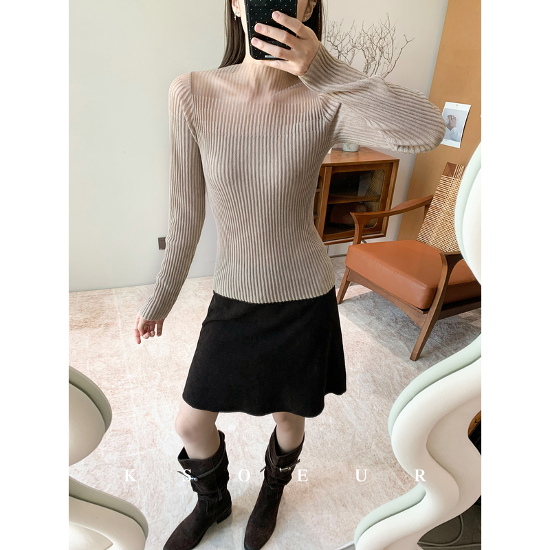 K Sister Ksoeur【Elegant Woman】48-Count Merino Wool, Gentle and Slimming, Hazy Mesh Knit Sweater K Sister Ksoeur【Elegant Woman】48-Count Merino Wool, Gentle and Slimming, Hazy Mesh Knit Sweater