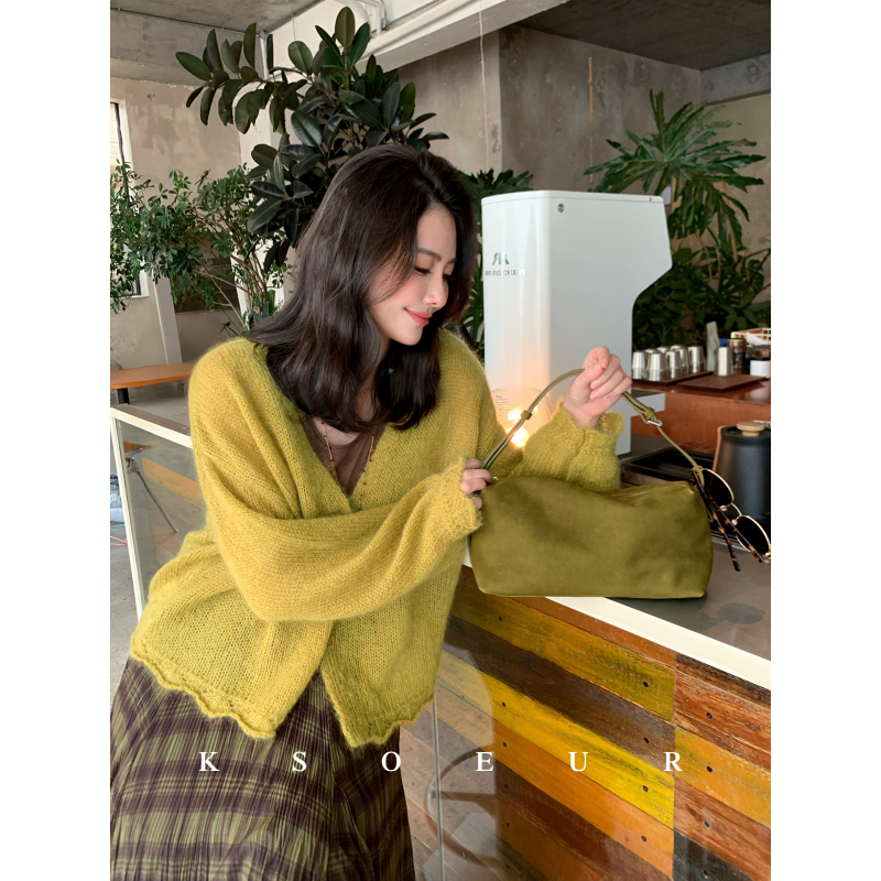 K Sister Ksoeur【Fairy Cardigan】Angora Goat Wool Gentle Atmosphere Fluffy and Lightweight Knitted Cardigan