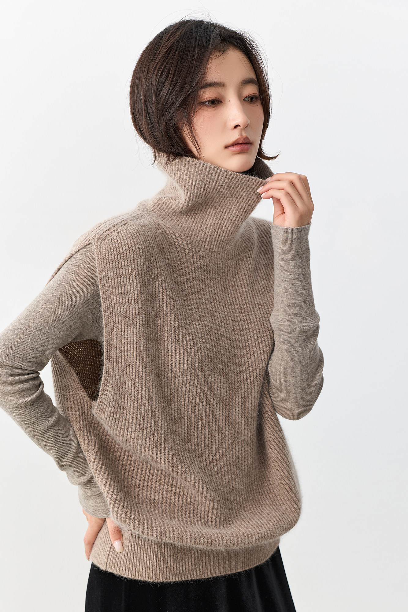 느슨함 센스 터틀넥 스택 착용 품격 오래된 돈 바람 니트 스웨터 상세 이미지 9