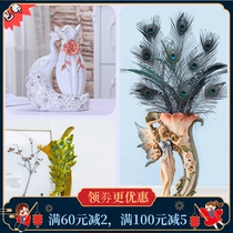 Peacock feather home ornaments flower arrangement decoration living room TV cabinet porch handicraft vase