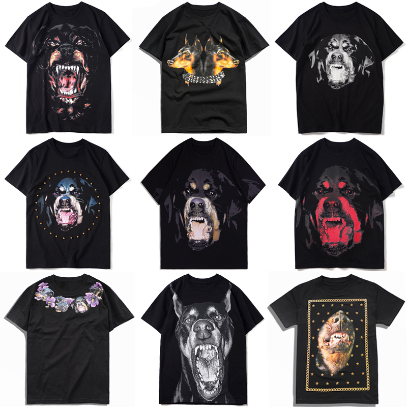 New Trendy Brand Rottweiler Large Dog Short-Sleeve T-Shirt, Vicious Dog Couple Outfit, Loose Pure Cotton Half-Sleeve Unisex T-Shirt