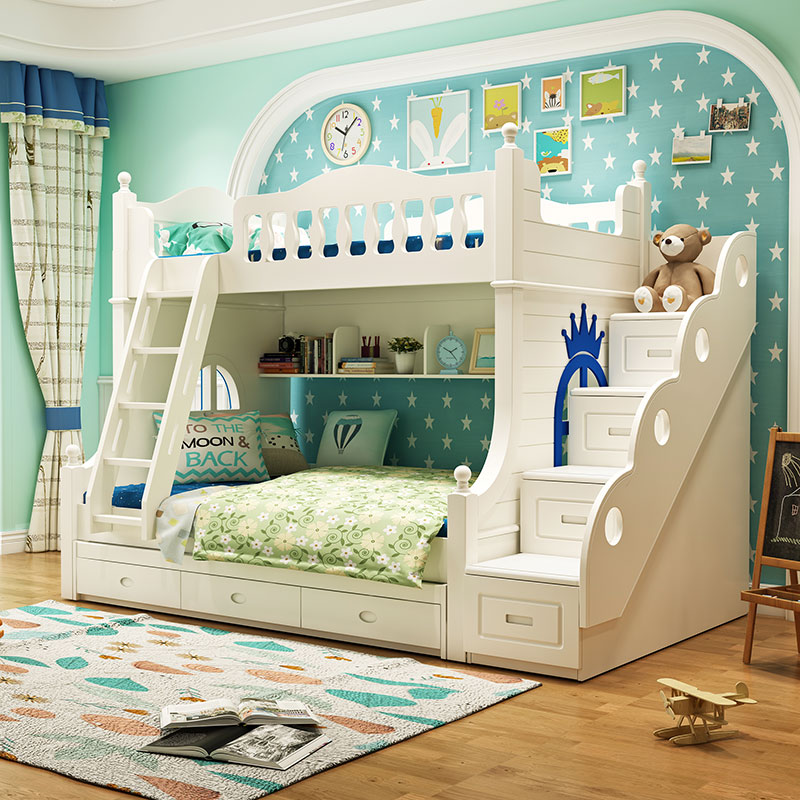 Thickened Bunk Beds High And Low Bunk Bed Solid Combined Bed High Box Children Girl Boy Double Bed Multifunction