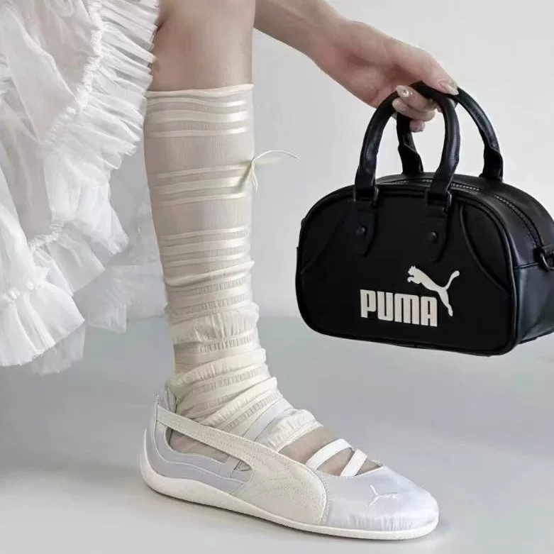 PUMA Speedcat комфортные и универсальные балетные туфли с тонкой подошвой серебристо-белые черные порошковые 401287-02