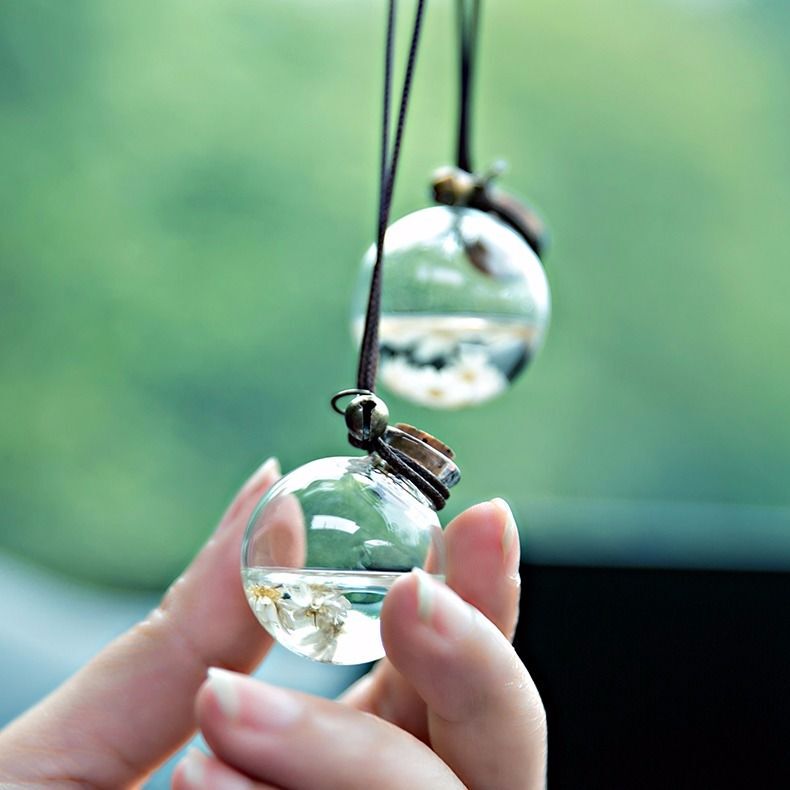 Car Perfume, Car Air Freshener, Car Interior Hanging Ornament, Creative Round Glass Ball Bottle, Refill, Car Decoration