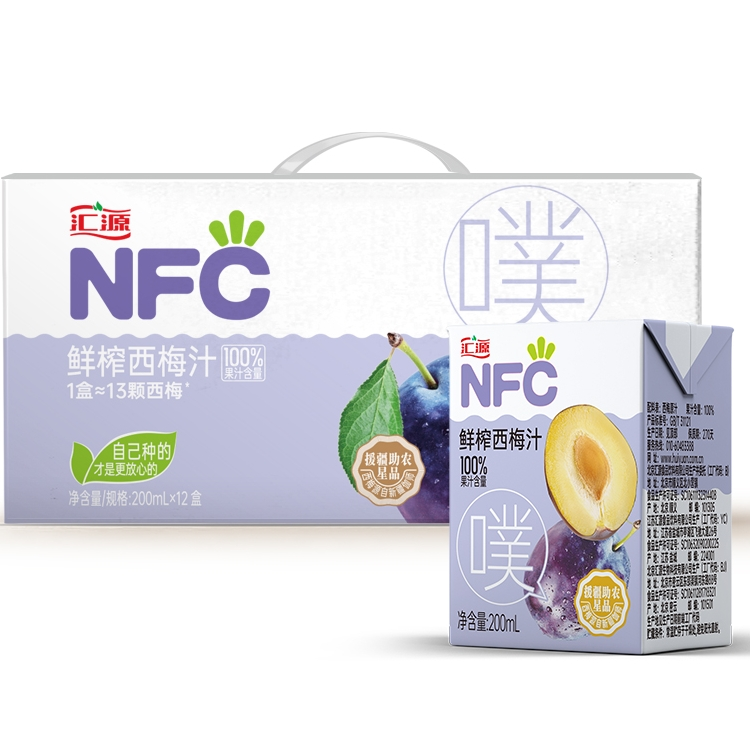 汇源100%果汁NFC西梅汁200ml*12盒礼盒新疆纯果汁饮料整箱过年货