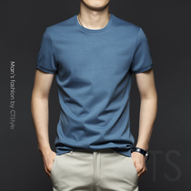 Summer mens round neck short sleeve T-shirt solid color modal cotton half sleeve summer white mercerized cotton Ice Silk mens clothing