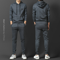 Spring and autumn mens hooded sweater suit Leisure sports set with handsome mens jacket spring and autumn clothes
