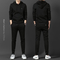 Spring and autumn mens business casual set handsome hooded sweater with a set of 2021 Mens autumn coat tide