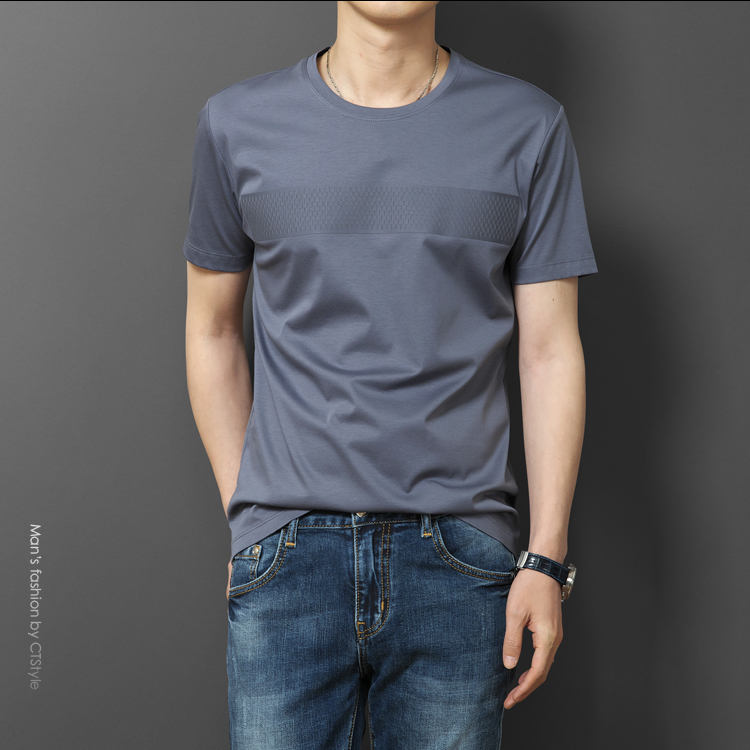 Mùa hè nam chất liệu cotton cổ tròn tay ngắn cotton áo thun cotton xu hướng kinh doanh nam lụa tơ tằm 2018 sóng mới áo oversize nam