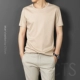 Mùa hè cotton kẻ sọc nam ngắn tay cổ tròn áo thun lụa băng xu hướng cotton từ bi trung niên áo dài tay áo polo 