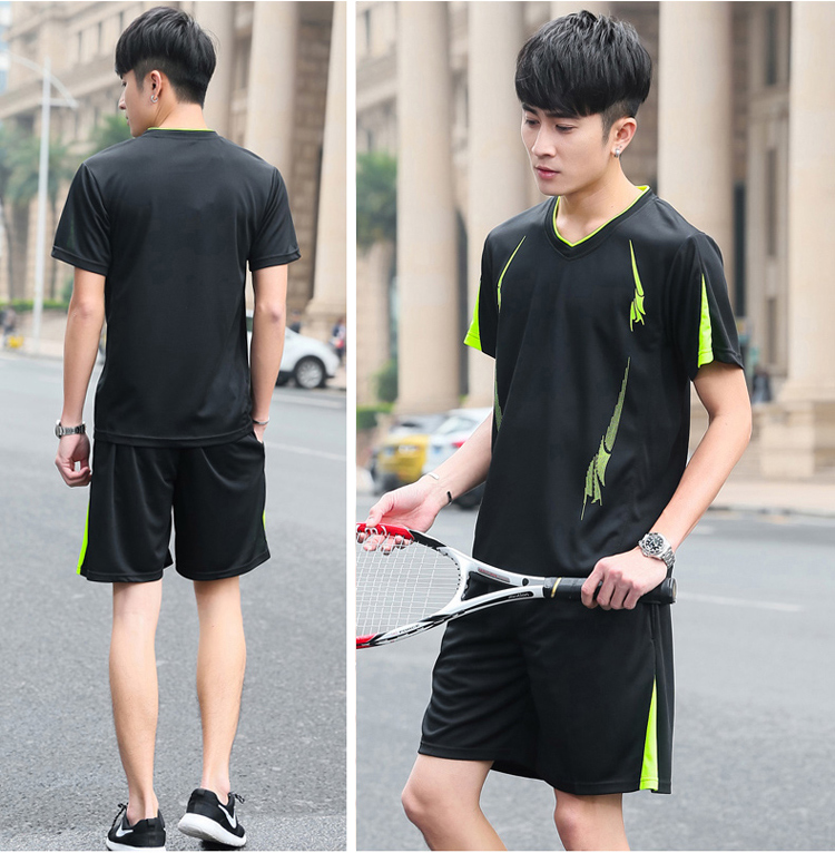 Mùa hè thể thao phù hợp với nam giới quần áo khô nhanh thể dục thể thao chạy thường kích thước lớn hai mảnh quần lớn quần short ngắn tay phù hợp với bộ adidas nam