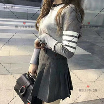 Silver day Thom browne 20 new tb wool high waist slim A tweed pleated skirt