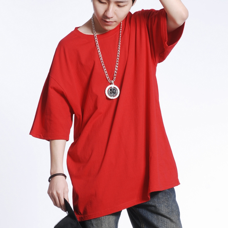 Mùa hè mới ngắn tay nam và nữ lỏng lẻo cộng với phân bón XL màu rắn cổ tròn áo thun hip-hop đáy áo Oversize áo thun nam tay ngắn có cổ