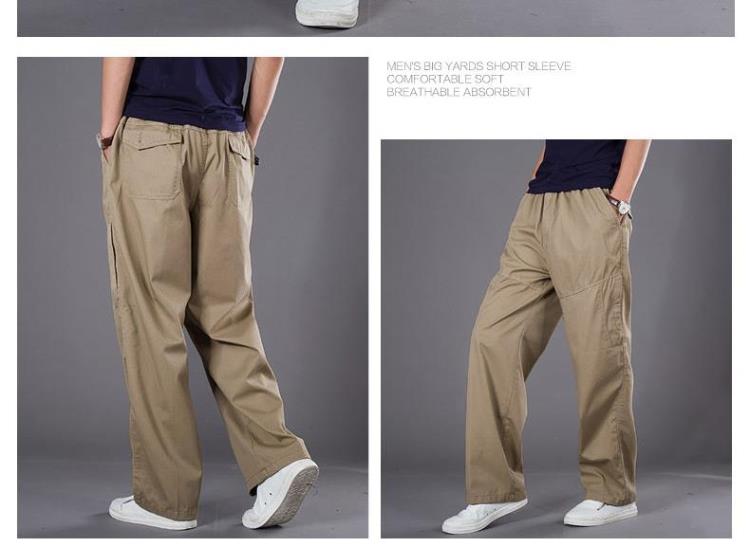 Mùa thu quần nam dày phần cộng với phân bón XL quần cotton thẳng ngoài quần áo bảo hộ lao động ngoài trời quần béo nam áo nam đẹp