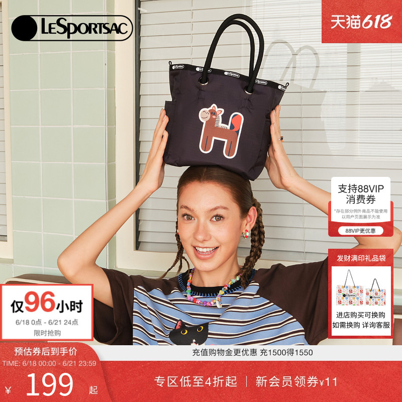 Lesportsac New Happy Letter Series Pony Print Commuter Bag Women's Handbag Tote Bag Lesportsac New Happy Letter Series Pony Print Commuter Bag Women's Handbag Tote Bag