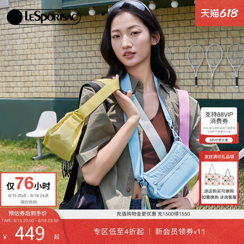 Celebrity-Inspired Lesportsac Crossbody Bag, Sports Casual Shoulder Bag, Lightweight Commuter Handbag