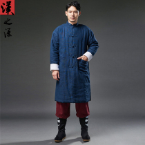 Medium-long section thickened cotton clothes mens retro Chinese style Chinese wind wardrobes stand-led disc button Tanged jacket Winter warm cotton padded jacket