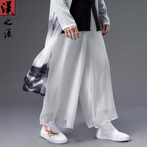 China Wind Summer Mens Broadlegged Pants Thin Loose Comfort Casual Pants 100 Hitch Pituitary Pants Performance Pants
