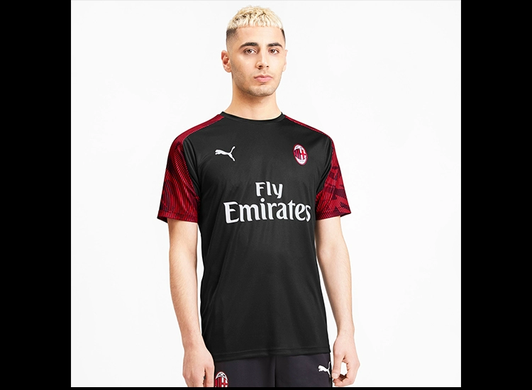 Hàng ngày chính hãng Puma 19-20AC Milan bộ đồ tập bóng đá thể thao ngắn tay người hâm mộ áo thun nam 756141-03