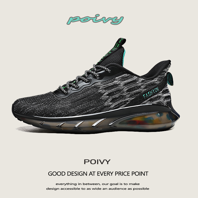 Shock-absorbing popcorn sneakers round head men's summer new mesh breathable men's shoes ultra-light soft bottom casual running shoes